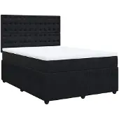 vidaXL Boxspring met matras fluweel zwart 140x200 cm