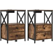 vidaXL Nachtkastje 2 st Rook Eiken 40 x 31 x 60 cm Bewerkt hout