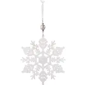 Springos Kersthanger | Ster | Kerstboomhanger | Wit | Glitters | 17 cm