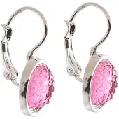Behave – Oorbellen – Roze Fuchsia – Rond – Facetlook – Zilverkleurig