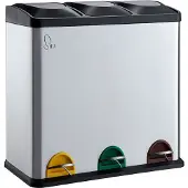 SVITA TC3X20 Pedaalemmer - Afvalbak Afvalscheiding RVS 60L Zilver