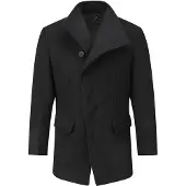 Allthemen Heren Lange Mantel Wollen Winterjas - Slim Fit Jas - L