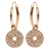 Karma oorring symbool zirkonia disc morning star rose M2956