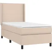 vidaXL Boxspring met matras kunstleer cappuccinokleurig 100x200 cm