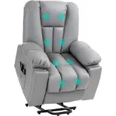 HOMCOM relaxfauteuil - afstandsbediening - zijvakken - grijs