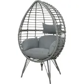 Kaemingk Evora egg chair staand wicker zwart/grijs 2 stuks
