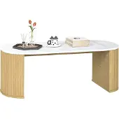 HOMCOM -Salontafel-110x50x40cm-Spaanplaat-Natuurlijk Hout