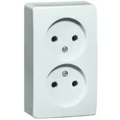 Peha Opbouw Stopcontact Dubbel – Zonder Randaarde - Levend Wit