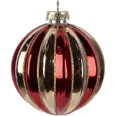 Clayre & Eef Kerstbal Overig Ø 8x8 cm Goudkleurig Rood Glas Kerstballen