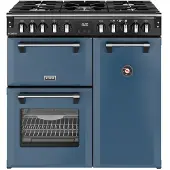Stoves Richmond 90 DF DX Twilight Blue fornuis 5-pits gas fornuizen - kleur blauw dubbele oven zuinig energieklasse A - 90 cm breed gasfornuis