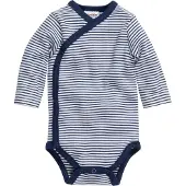 Playshoes Romper wrap body - Wit donker blauw gestreept