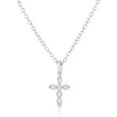 Elenza AMS Elenza Zilveren Ketting met Kruishanger en Diamantjes – Tijdloze Elegantie