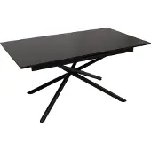Mendler Eettafel -O57, uitschuifbare eettafel, ijzer MDF uitschuifbaar 160-200x90cm ~ steenlook zwart