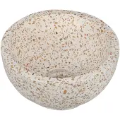 Differnz Boomer Waskom - Terrazzo Waskom met Ronde Vorm - Diameter 21 x Hoogte 12 cm - Kleur Beige - Moderne Vormgeving - Geschikt Zonder Onderbouwkast - Per 1 Stuk