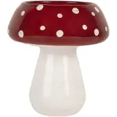 Clayre & Eef Waxinelichthouder Overig Ø 8x9 cm Rood Wit Glas Herfst decoratie