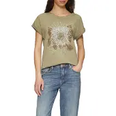 QS Shirt pastelblauw / kaki / olijfgroen