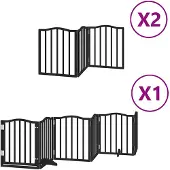 vidaXL Hondenhek inklapbaar 12 panelen 600 cm populierenhout zwart
