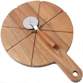 Ceruzo Pizza Snijplank – Acaciahout – Ø30,5 cm – Incl. Pizzasnijder
