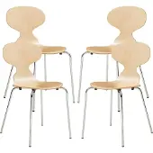 En.casa Eetkamerstoelen Kil set van 4 naturel en chroom []