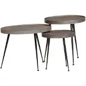 vidaXL Salontafel 3 stuks zilverkleurig bewerkt hout