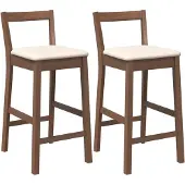 vidaXL Barkrukken met kussens 2 stuks Bruin massief hout rubber