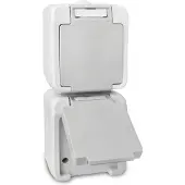PERANOVA Dubbel stopcontact Pera Peranova 102437 spatwaterdicht Lichtgrijs, Donkergrijs