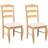 vidaXL Eetkamerstoelen met kussens 2 stuks natuurlijk massief hout rubber