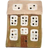 Clayre & Eef Waxinelichthouder Huis 10x7x14 cm Groen Keramiek