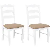vidaXL Eetkamerstoelen met kussens 2 stuks wit massief hout rubber