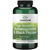 Swanson Health - Hoog Absorptie Ashwagandha & Zwarte Peper - 120 capsules