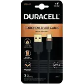 Duracell Toughened Kevlar MFi USB-A naar USB-C Kabel 2 Meter 3A Zwart Zwart