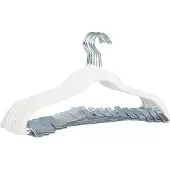 SVITA Set van 10 kledinghangers - met clips en fluwelen hoes wit