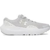 Under Armour GGS Surge 4 hardloopschoenen lichtgrijs/wit Jongens/Meisjes Mesh - maat 38.5