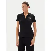 Emporio Armani Dames Evolution Korte Mouw Poloshirt in Katoen Modaal Mix Zwart (XS), Sportief, Tennis/padels, Korte mouwen 7W000266_AF12500