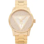 GUESS Analoog horloge 'Badge' ecru / goud