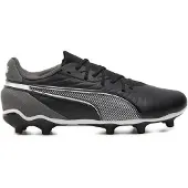 Puma King Match Gras / Kunstgras Voetbalschoenen (MG) Kids Zwart Wit Grijs