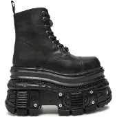 New rock metalen zwart leren militaire laarzen - MILI083CCT-C4