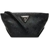 GUESS toilettas Helina Top Zip Cosmetic Bag Black Logo zwart