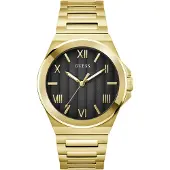 GUESS Analoog horloge 'VINYL' goud / zwart