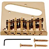 Gear4Music Guitarworks 6-Saddle Guitar Bridge Gold
