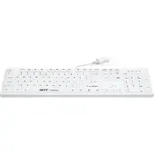 GETT GCQ CleanType Easy Protect siliconen toetsenbord met kunststof behuizing, numeriek keypad, 105 toetsen, IP68-bescherming, USB-aansluiting, kleur: wit, lay-out: DE
