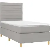 Syfax Boxspring met matras stof lichtgrijs 90x200 cm