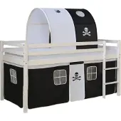 Homestyle4u Hoogslaper - 90x200 cm - Wit - met lattenbodem - Tunnel