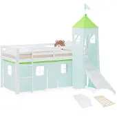 Homestyle4u Hoogslaper - 90x200 cm - groen - met lattenbodem en matras