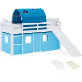 Homestyle4u Hoogslaper - 90x200 cm - Blauw - met lattenbodem en matras