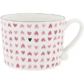 Bastion Collections koffiekop 10x8x7cm wit / roze 'rose hearts all over'