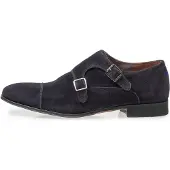 Floris van Bommel nette schoenen donkerblauw effen leer suede
