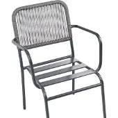 Beliani TACENO - Tuinstoel set van 8 - Grijs - Metaal/Aluminium