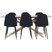 Ebuy24 Piazza eethoek tafel 90x180cm en 6 velours stoelen mocca.