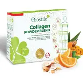 Biostile - Collageen Poeder Blend - 5 bronnen van Gehydrolyseerd Collageen - Vitamine C -voor Huid, Gewrichten en Botten - 30 Stuks